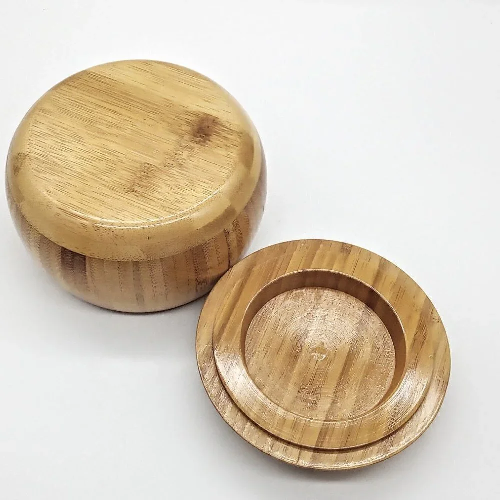 Polished Light Wood Round Covered Bowl Box